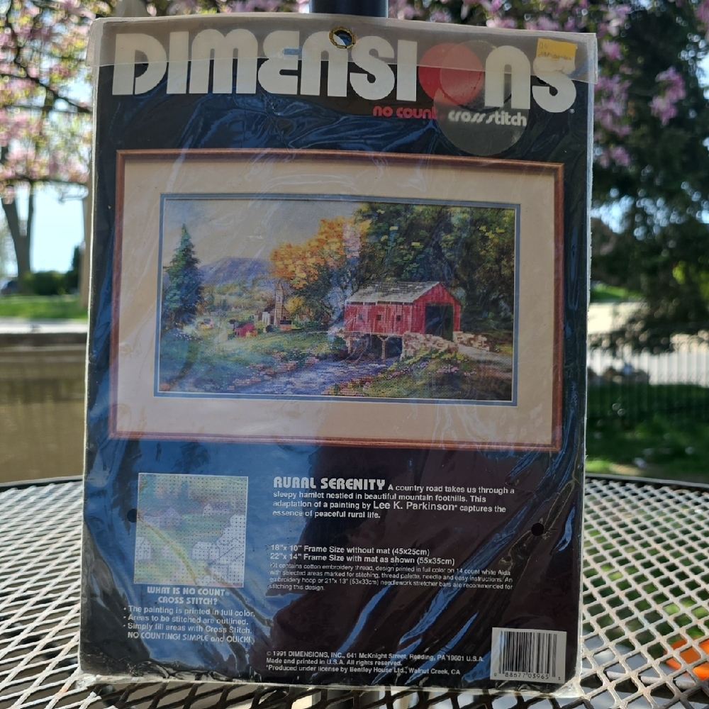Rural Serenity Dimensions Cross Stitch Kit with Red Barn Design #3965 (18"×10")